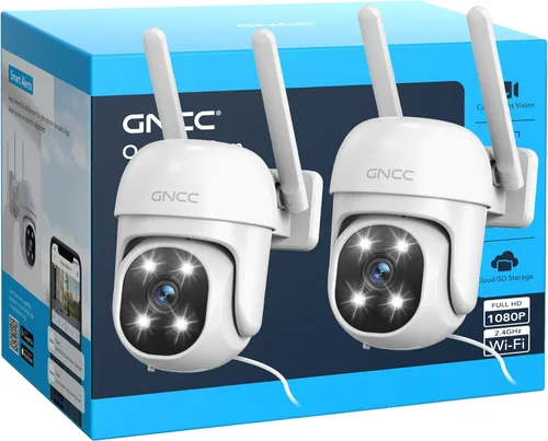 Miniatura 10 de Cámara de seguridad para exteriores GNCC 1080P, 360 PTZ 2.4GHz WiFi Plug-in Cam (paquete de 1) Color Night Vision, Motion Detection and Siren