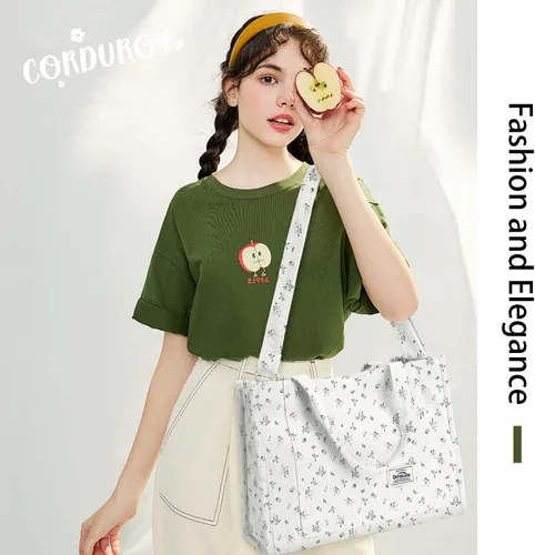 Miniatura 3 de Corduroy Tote Bag for Women Small Satchel Bag Mini Tote Bag Aesthetic Crossbody Handbag - School Work Travel Shopping