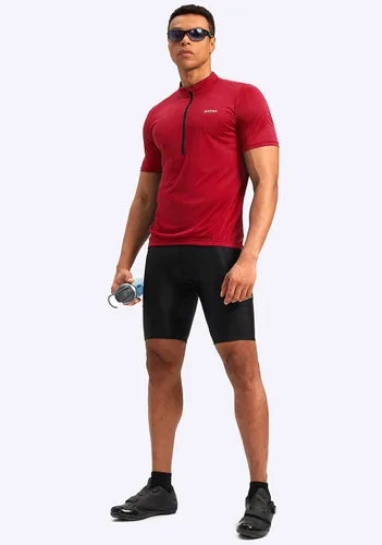 Miniatura 6 de Bikewa Maillot de ciclismo para hombre que absorbe la humedad, manga corta, UPF media cremallera, ciclismo, ciclismo de carretera, camisas