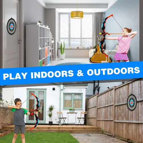 Miniatura 6 de TOY Life Arco y flecha de juguete para niños 4 6 8 12, juego de arco y flecha para niños con luz, juego de arcos de tiro para niños