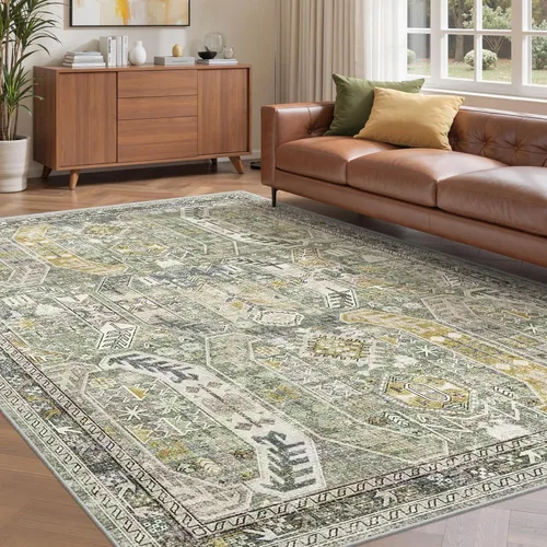Miniatura 23 de befbee Alfombras de 6x9 pulgadas para sala de estar - Alfombras lavables a máquina resistentes a las manchas para dormitorio, alfombra de área