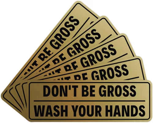 Miniatura 18 de Letrero estándar para puerta o pared, diseño de "Don't Be Gross ("Wash Your Hands"), color negro, mediano