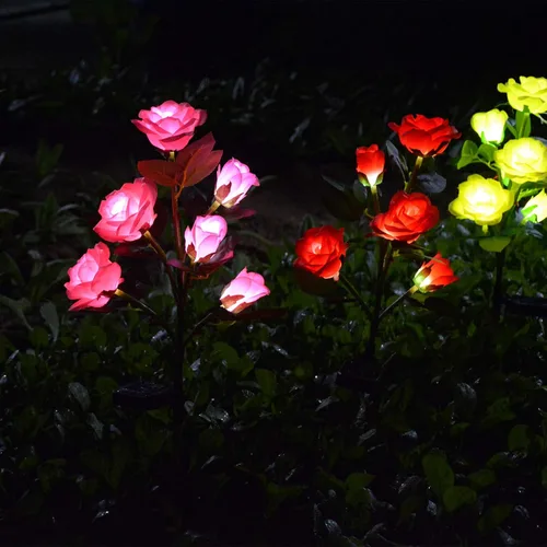 Miniatura 4 de [6 flores mejoradas] Luces de rosas artificiales alimentadas por energía solar, iluminación impermeable para decoración de jardín al aire libre
