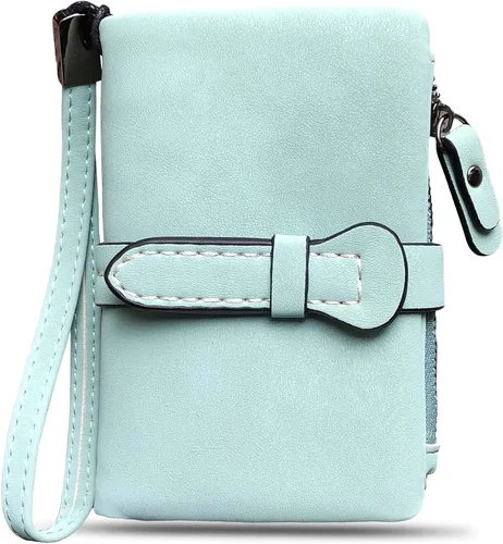 Miniatura 2 de AOXONEL Women's Small Bifold Leather wallet Rfid blocking Ladies Wristlet with Card holder id window Coin Purse