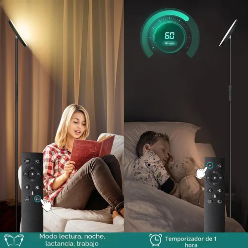 Miniatura 7 de Lámpara de pie, mejorada, 40 W, 4000 lúmenes, súper brillante, lámpara de pie LED para sala de estar, temperatura de color regulable continua 40W