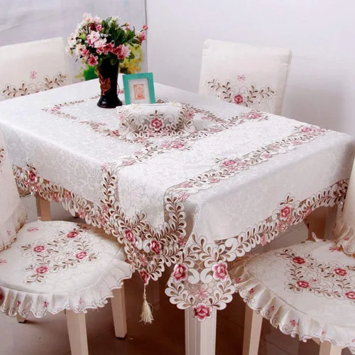 Miniatura 6 de LeLehome - Mantel de encaje bordado con flores color café
