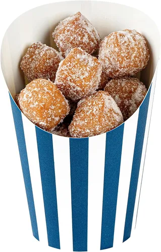 Miniatura 9 de Restaurantware Bio Tek - Recipientes de papas fritas de 12 onzas, 100 tazas desechables de charcutería, diseño inclinado, redondo, a rayas