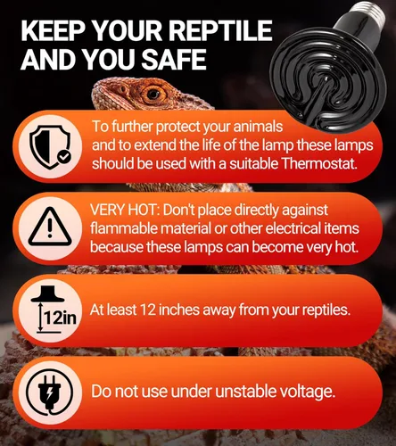Miniatura 7 de REPTI ZOO Emisor de calor de cerámica de 60 W, lámpara de calor para reptiles, bombillas de calor nocturno, terrario de reptil, lámpara de calor