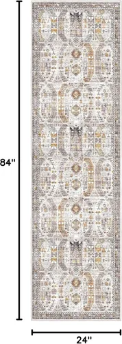 Miniatura 594 de Madane Tapete lavable de 2 x 10 pies para pasillo, cocina, recibidor, clásico, suave, antideslizante para interiores, casa de campo, baño, sala