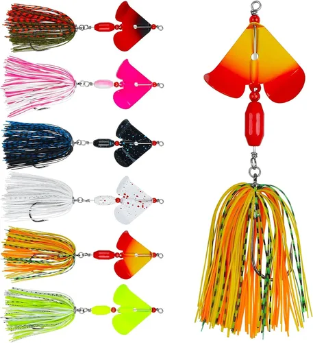 Miniatura 6 de 6PCS Bass Spinner Baits Buzz Bait Hard Metal Fishing Jigs for Bass Trout Pike Salmon Multi-Color Spoon Spinner Bait Saltwater Freshwater