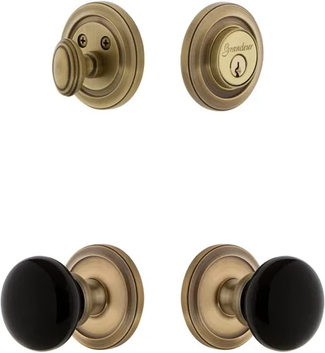 Miniatura 4 de Grandeur Hardware 853300 Roseta circular con perilla Coventry y cerrojo a juego, tamaño del respaldo: 2.375 pulgadas, latón de por vida bronce