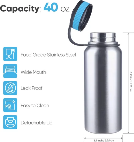 Miniatura 3 de Botella de agua de acero inoxidable Gearland con taza de camping anidada y tapa para bolsa de evacuación, equipo de supervivencia en la naturaleza