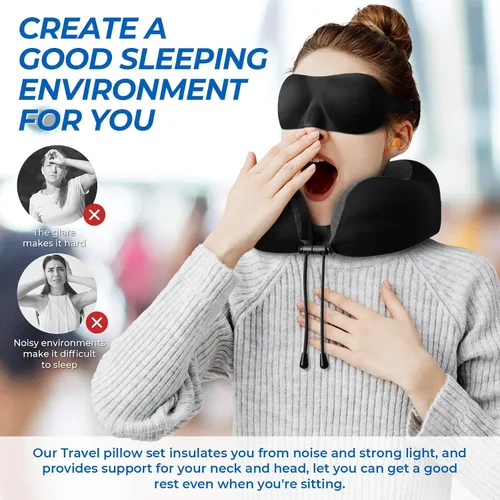 Miniatura 5 de ExploreBliss Almohada de viaje, almohadas de viaje para dormir en avión, almohada cervical de avión, juego de almohada de espuma viscoelástica
