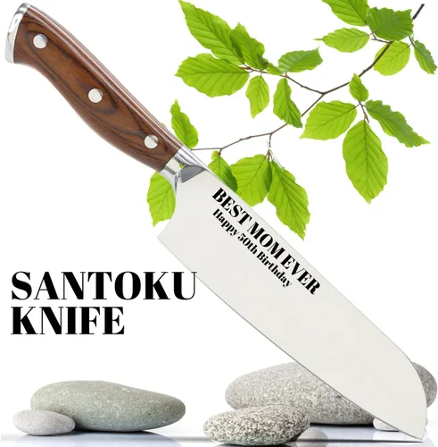 Miniatura 2 de Santoku Cuchillo de acero inoxidable profesional grabado personalizado cocina cuchillo de chef 7 pulgadas personalizado