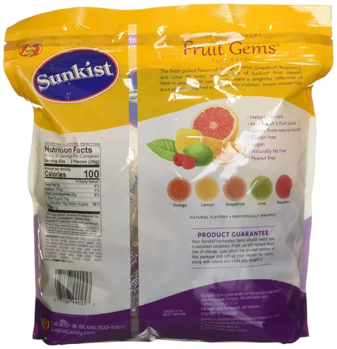 Miniatura 2 de Sunkist Fruit Gems - Caramelos suaves, sabores naturales surtidos, 2 libras