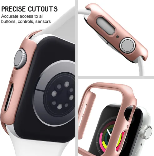 Miniatura 2 de Mugust Paquete de 4 unidades compatibles para carcasa Apple Watch 1.496 pulgadas Series 3 2 1, carcasa rígida de PC parachoques marco de protección