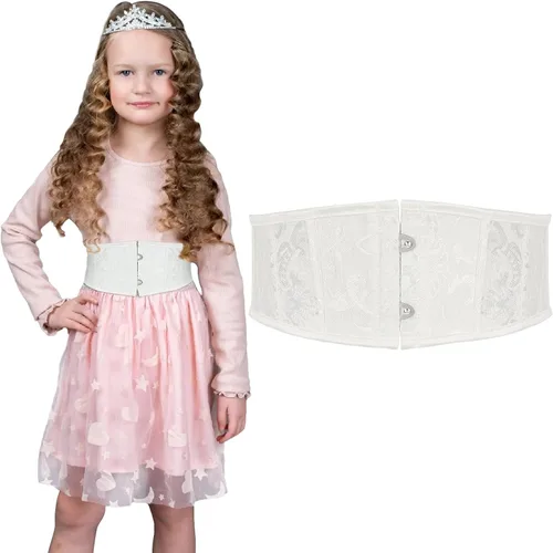 SUOSDEY Cinturón de corsé jacquard para niños, con huesos suaves, para niñas, adolescentes, pirata, Halloween, renacentista, con cordones, cinturón