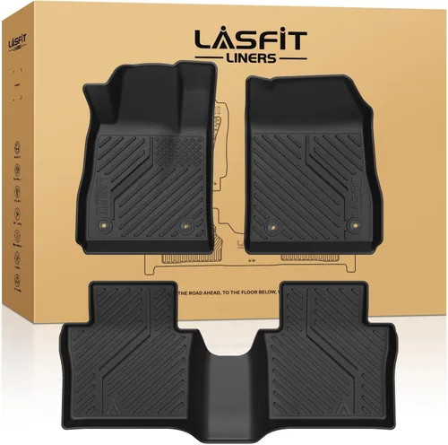 Miniatura 17 de LASFIT Juego completo de tapetes de elastómero termoplástico para todo tipo de clima de ajuste personalizado para automóviles, de 1ª y 2ª fila, 3