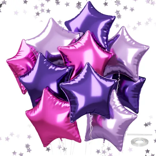 Miniatura 11 de Globos de estrellas rojas, azules y negras, globo de papel de aluminio de 18 pulgadas para helio, paquete de 10 globos rojos y azules, globo de Negro