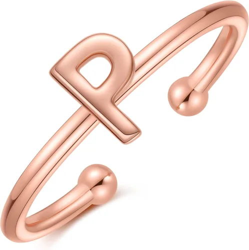 GLIJWELE Anillos de plata de ley 925 para mujeres, adolescentes y niñas, anillos ajustables de plata de ley 925 con inicial para mujeres, anillos