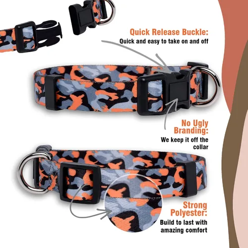 Miniatura 4 de Collar de perro camuflaje (grande, naranja)