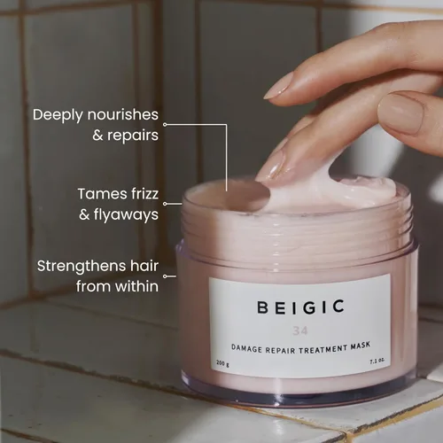 Miniatura 2 de BEIGIC Mascarilla de tratamiento de reparación de daños, mascarilla vegana sin silicona para el cabello acondicionador profundo con aceite de argán