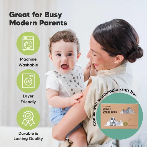 Miniatura 8 de Paquete de 8 baberos orgánicos para niños y niñas, baberos de algodón suave para babear y dentición para bebés niñas y niños, extra absorbentes