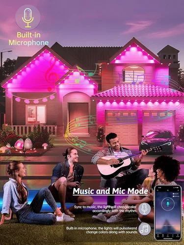 Miniatura 5 de Luces permanentes para exteriores, 250 pies RGB IP67 iluminación de aleros impermeables, luces LED inteligentes para exteriores