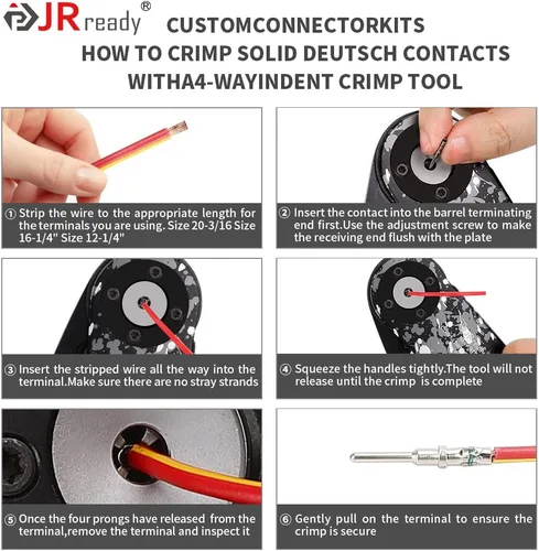 Miniatura 7 de JRready ST6308 Kit de conectores Deutsch, conector DT impermeable de 2 3 4 6 8 12 pines, tamaño 16 contactos sólidos, crimpadora DT2 equivalente a