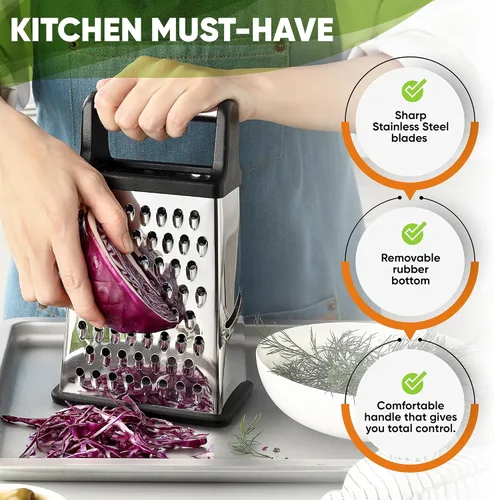 Miniatura 3 de Spring Chef Professional XL - Juego de rallador de caja y raspador de banco, color negro