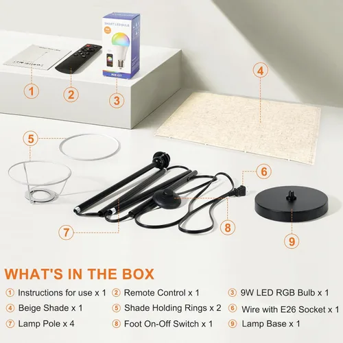 Miniatura 9 de FRIDEKO HOME Paquete de 2 lámparas de pie para sala de estar, colores regulables, temperatura y brillo, lámpara de pie moderna con control remoto