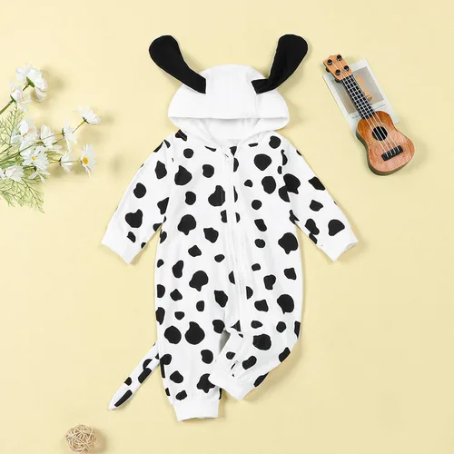 Miniatura 2 de Mameluco con capucha para bebé, niño, niña, dálmata, manga larga, con cremallera, para cachorro, ropa de otoño e invierno