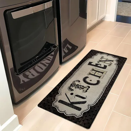 Alfombra de cocina de 20 x 48 pulgadas, antigüedad, antideslizante, alfombra de goma natural duradera para cocina