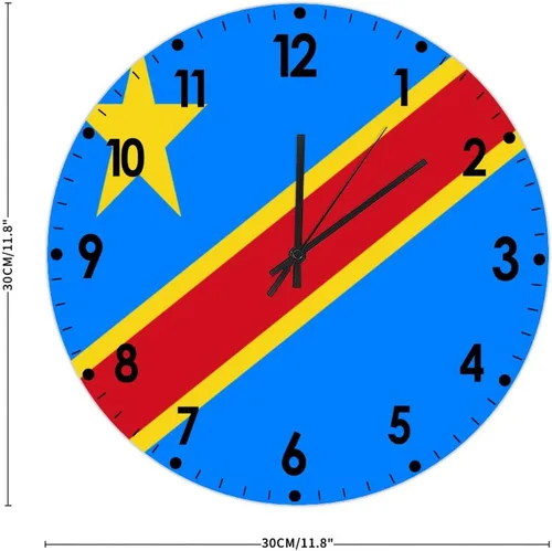 Miniatura 250 de Cheyan Reloj de pared con bandera de Canadá de 12 pulgadas, silencioso, sin tictac, de PVC, funciona con pilas, reloj redondo decorativo, regalo