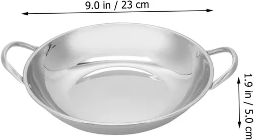 Miniatura 2 de BESTonZON Wok de acero inoxidable de doble mango para olla caliente y freír wok doméstico resistente al calor y anti-quemaduras accesorio de cocina