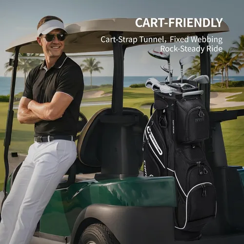 Miniatura 9 de Silent - Bolsa de golf para carrito de golf, bolsa de golf moldeada con separadores de longitud completa de 14 vías, bolsa de bolsillo refrigerante