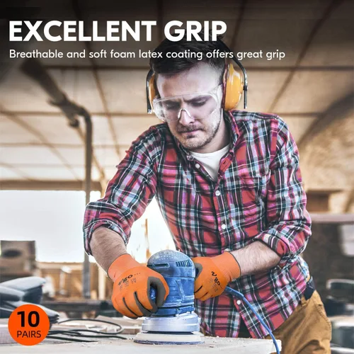 Miniatura 5 de Vgo... Cut Resistant Gloves,Cutproof Work Gloves Men Women,Latex Rubber Coated,EN388 level C, ANSI level A3(RB2148HY,Orange)