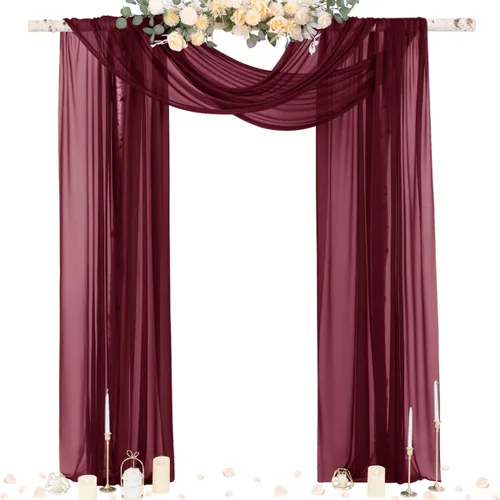 Miniatura 9 de Socomi Tela Transparente de Terracota para Decoración de Bodas Otoñales, Tela de Drapeado 29" x 20 Pies, 1 Panel, Cortina para Arco Exterior