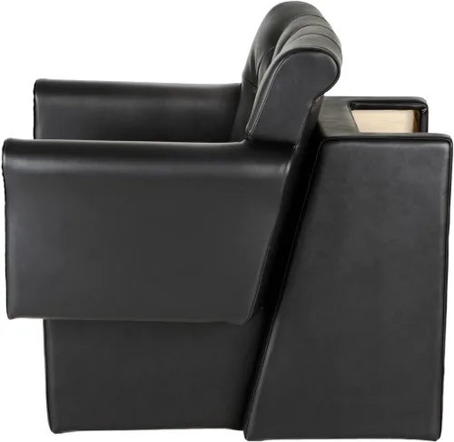 Miniatura 7 de Buy-Rite Chelsea - Silla de salón copetuda negra con ribete de cabeza de clavos de latón, cojín ancho de espuma suave, cojín extraíble, comodidad