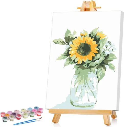 Miniatura 11 de Ginkko Kit de Pintura por Números para Adultos, Lienzo enmarcado de 12x16 pulgadas de Playa, Pinturas acrílicas no tóxicas y pinceles, Regalo