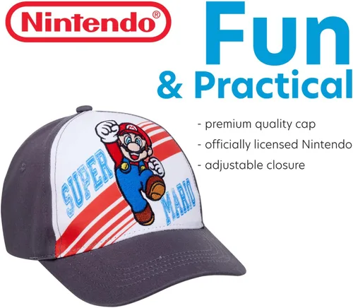 Miniatura 3 de Nintendo Boys Baseball Cap, Super Mario Adjustable Kids Hat for Ages 4-7