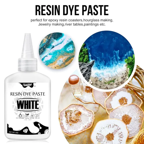 Miniatura 4 de Pasta de pigmento de resina epoxi blanca, pasta de pigmento de color de resina blanca de alta concentración de 6 onzas para ondas oceánicas, Blanco