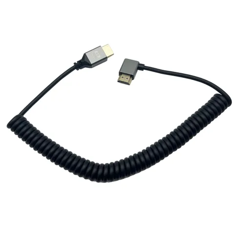 Miniatura 4 de Seadream Cable HDMI en espiral en ángulo 4K, cable HDMI macho a macho, HDMI 2.0 18 Gbps convertidor de extensión de cable HDTV compatible con 3D