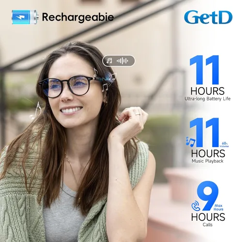 Miniatura 5 de GetD Lentes AI, traducción en tiempo real con IA en 147 idiomas, lentes de sol polarizados inteligentes de nailon, gafas de aviador Bluetooth