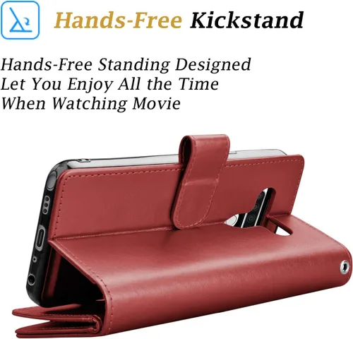 Miniatura 4 de Funda para LG Stylo 6, funda tipo cartera para LG Stylo 6, de piel sintética, para tarjetas de crédito, con función atril, desmontable, magnética