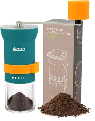 Miniatura 9 de Molinillo de café manual, manivela portátil de acero inoxidable, 6 ajustes de grosor, molinillo de café con rebabas de cerámica, perfecto