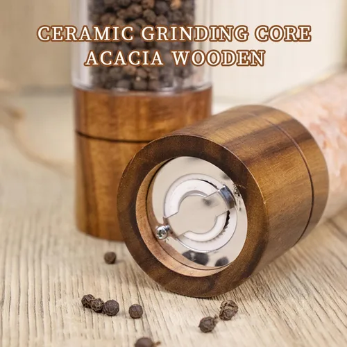 Miniatura 7 de XWXO Juego de molinillo de sal y pimienta de madera de acacia, molinillo de sal y pimienta acrílico de alta calidad, molinillos manuales de sal