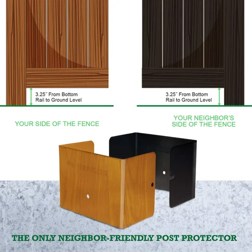 Miniatura 4 de Fence Armor Protector de poste de acero galvanizado 1 par de 3.5 x 3.5 x 3 pulgadas Protección contra podadoras de cuerda y daños en