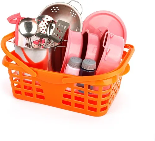 Miniatura 8 de Juego de accesorios de cocina para niños, juguete de cocina para niños, juego de cocina para niños pequeños, para niñas y niños, incluye ollas y Rosa