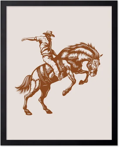 Miniatura 93 de Poster Master Póster de Rodeo marrón – Estampado retro de vaquero sobre caballo – Arte de vaquero – Arte occidental – Arte del salvaje oeste